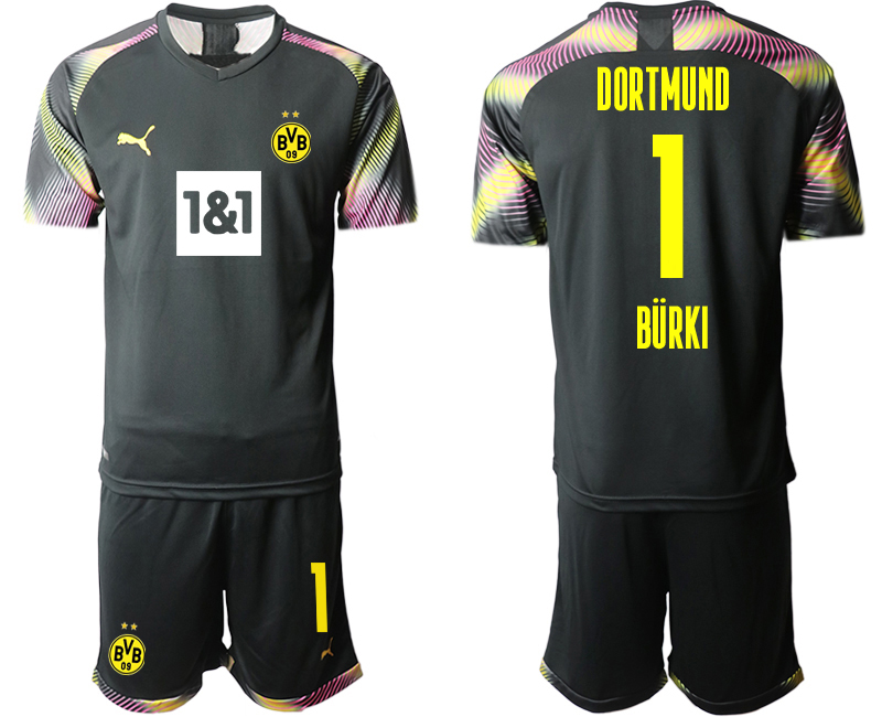 Men 2020-2021 club Borussia Dortmund goalkeeper black #1 Soccer Jerseys